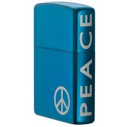 Personalized Peace on the Side Sapphire Finish Zippo Lighter