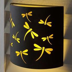 Battery-Operated Metal Wall Sconce with Dragonfly Design