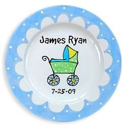 Blue Rim Carriage Baby Plate