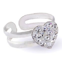 Sparkling Swarovski Crystal Sterling Silver Heart Toe Ring