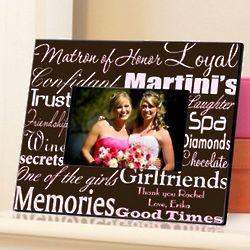 Pink and Brown Matron of Honor Personalized Picture Frame