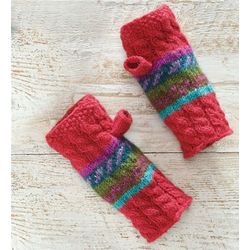 Hand-Knit Wool Fingerless Gloves