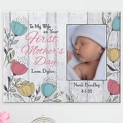 Her First Mother's Day Custom Photo Canvas Print