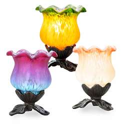 Hand-Painted Frosted Glass 6" Tulip Lily Accent Lamp