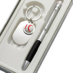 Personalized Baseball Key Chain & Ball Point Pen Gift Set