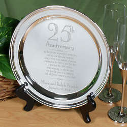 Personalized 25th Wedding Anniversary Silver Plate