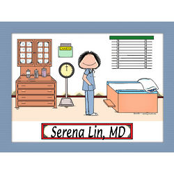 Personalized Doctor in Scrubs Cartoon Print