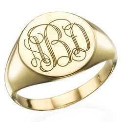 Signet Ring in Gold Plating with Engraved Monogram