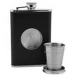 Stainless Steel Flask with Built-In Telescoping Shot Glass