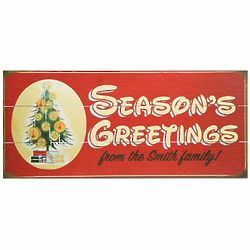 Personalized 'Season's Greetings' Christmas Tree Wood Wall Art