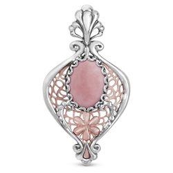 Mixed Metal Pendant Enhancer with Pink Opal Stone