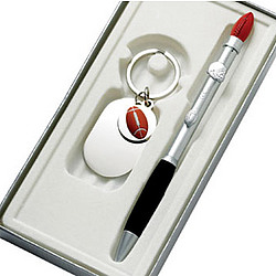 Personalized Football Key Chain & Ball Point Pen Gift Set