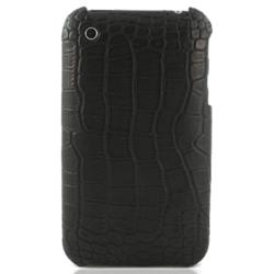 Leather Protective Snap-On Back Cover for iPhone 3G in Black