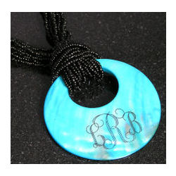 Monogrammed Aqua Mother of Pearl Necklace
