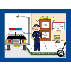 Personalized Police or Sheriff Law Enforcement Cartoon Print