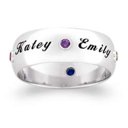 Set for Life Sterling Silver Family Name and Birthstone Ring