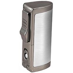 Silver Triple Torch Lighter with Punch Cutter