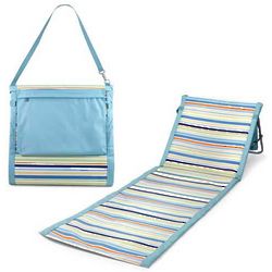 Portable Light Blue Striped Beach Mat