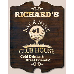 Personalized Back Nine Club House Medium Golf Sign
