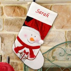 Embroidered Snowman Stocking