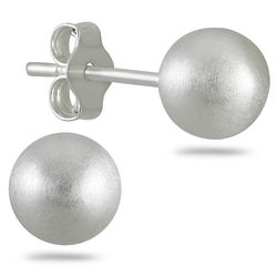7mm Satin Finish Ball Stud Earrings in Sterling Silver