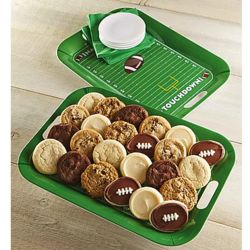 Decorated Cookies on Football Field Tray