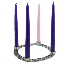 Jesse Tree Pewter Advent Wreath with Candles