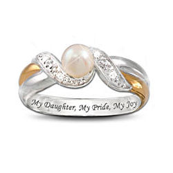 Precious Daughter Pearl And Diamond Embrace Ring
