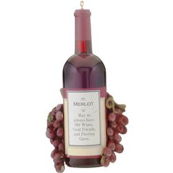 Merlot Wine Bottle with Grapes Personalized Ornament