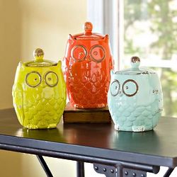 Owl Ceramic Storage Jars Set
