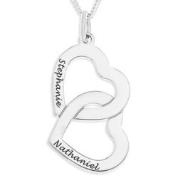 Interlocking Hearts Personalized Sterling Silver Necklace