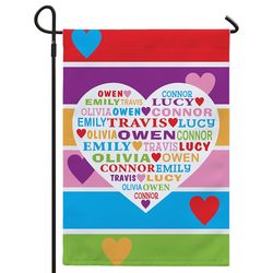 Personalized Hearts Full of Love Garden Flag with Stake