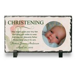 Personalized Christening Photo Slate Plaque