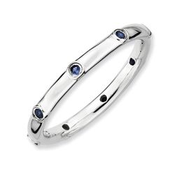 Stackable Sterling Silver Created Sapphire Band