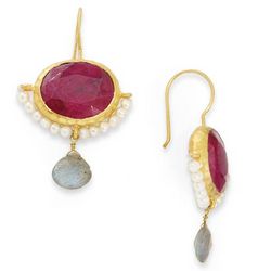 Anastasia Ruby and Pearls Earrings