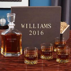 Personalized Buckman Whiskey Decanter and Glasses Gift Box