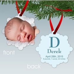 Baby Boy Birth Stats Personalized Photo Aluminum Ornament