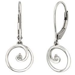 Circle of Love Diamond Dangle Earrings in Sterling Silver