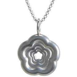 Solid Silver Rosette Pendant on Silver Chain
