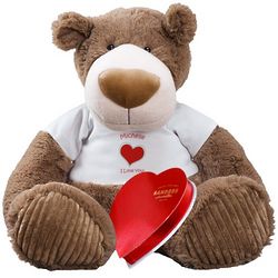 Romantic Teddy Bear with Chocolate