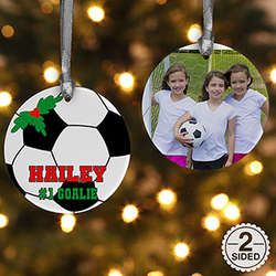 2 Sided Soccer Personalized Photo Ornament