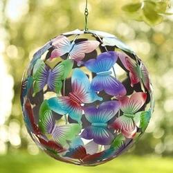 Hanging Butterfly Globe in Painted Metal
