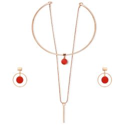 Rose Gold-Tone Ball Bead Choker Necklace and Earrings