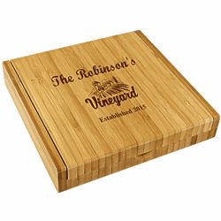 Personalized Vineyard Bamboo Cheese Set with Tools