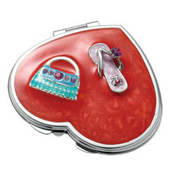 Personalized Red Heart Shaped Compact Mirror