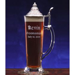 Personalized Groomsmen Pewter Topped Germanic Stein