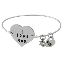 Personalized I Love You Silver-Plated Heart Charm Bracelet