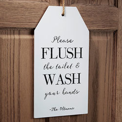 Welcome to the Bathroom Personalized Wood Wall Tag