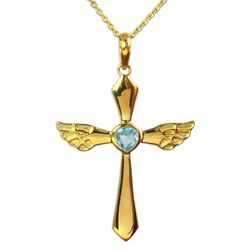 Wings of Hope Gold-Plated Blue Topaz Pendant
