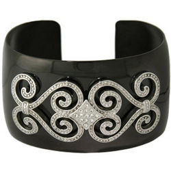 Designer Inspired Glamorous CZ Black Cuff Bracelet